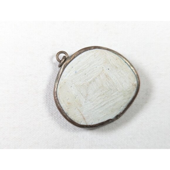 Vintage rainbow glazed clouds pottery shard pendant, Repurposed pottery piece - Picture 5 of 8